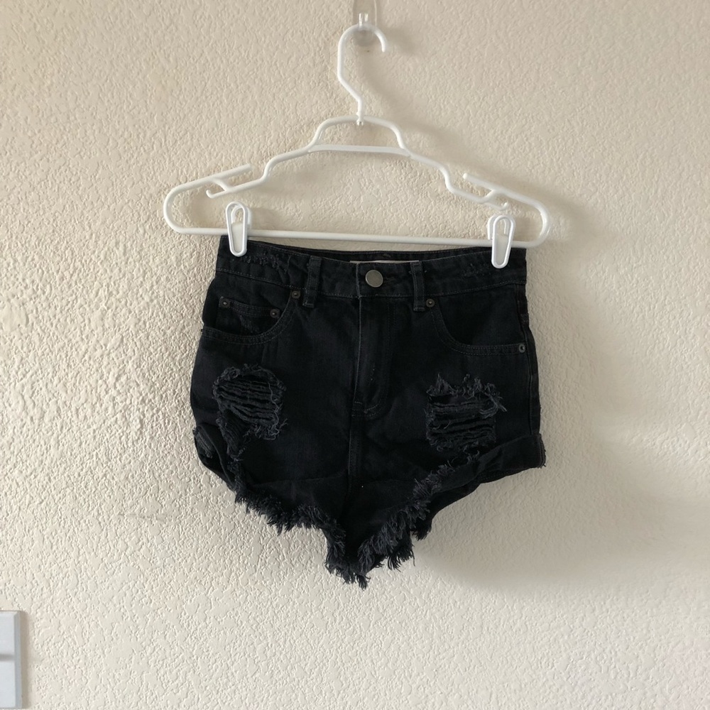 ASOS denim shorts.